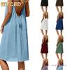 Abiti Casual Senza Maniche Stampa Colore Unico Estate Primavera Moda