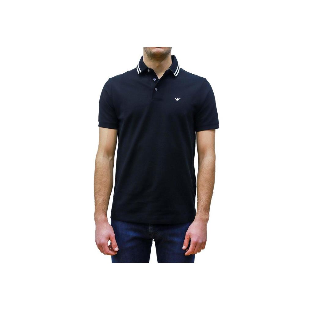 Emporio Armani SS23 Logo Striped Print Casual Short Sleeve Polo Shirt Men Polo Shirts Black 3R1F67-1JCYZ-0091