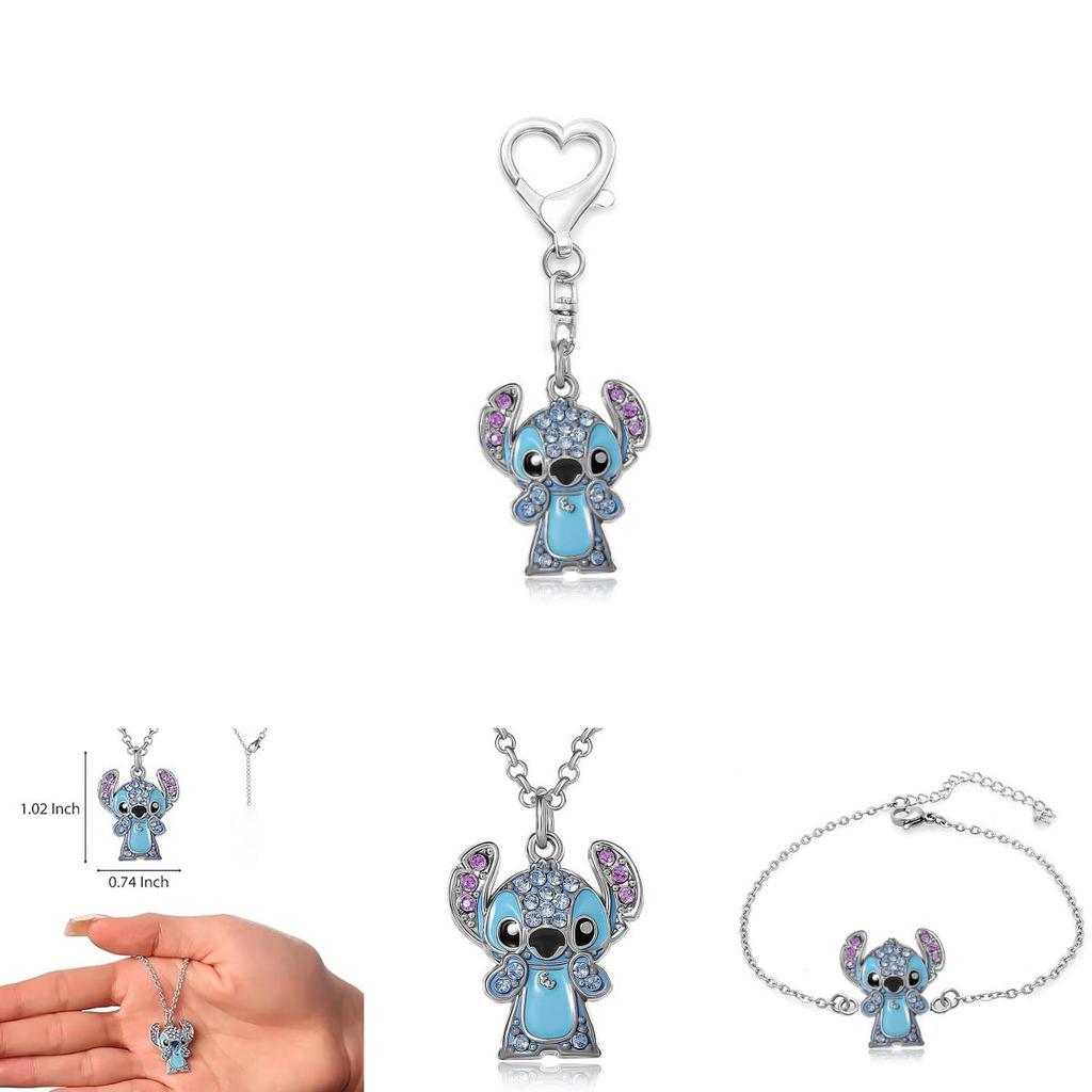 Lilo Stitch Cartoon Pendant Necklace With Rhinestone Embellishments For Fashion Summer Wear