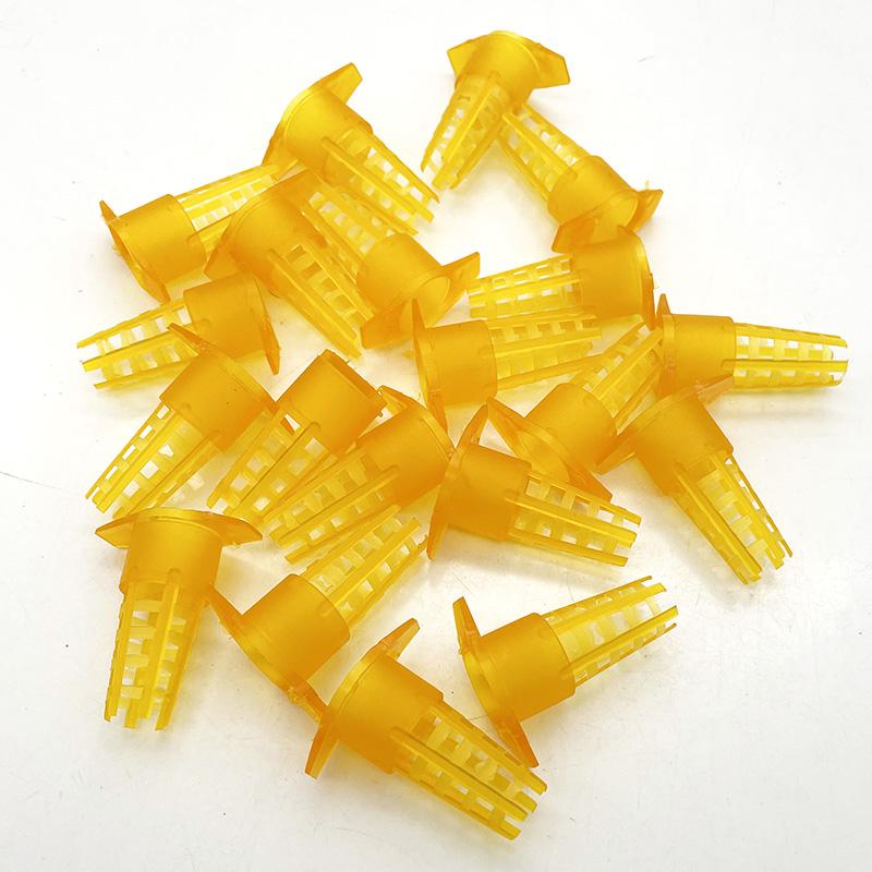 300Pcs Beekeeping Tools Cell Protector Cages Yellow Plastic Bee Queen Cage Protective Cover Beekeeping Equipment