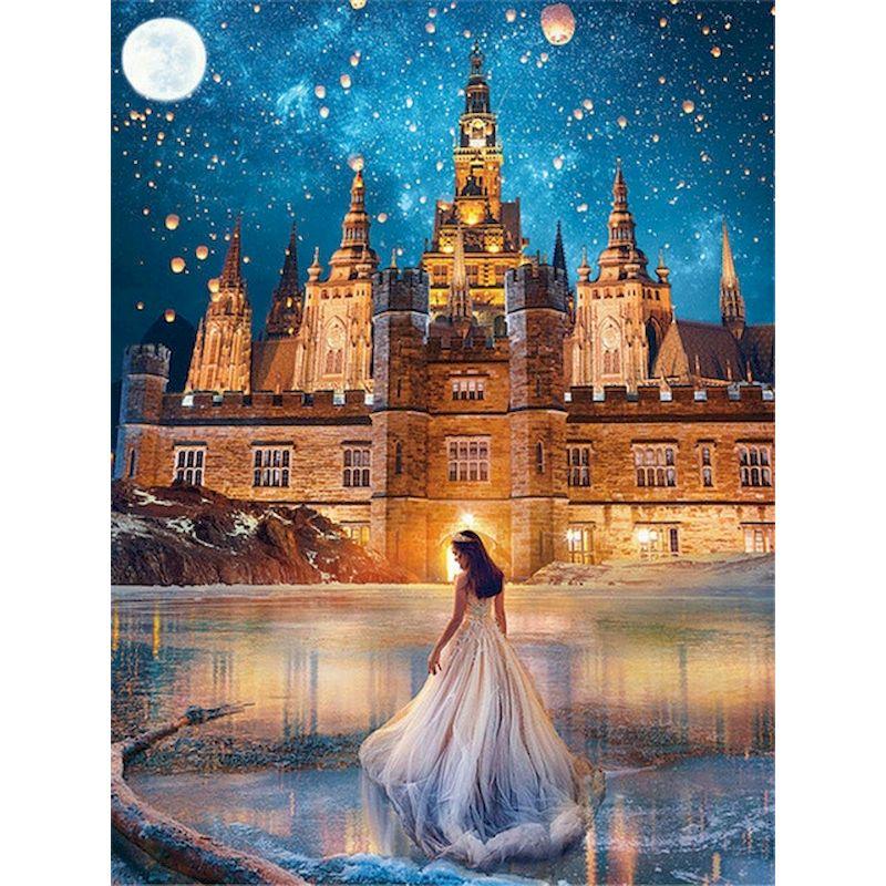 5d Elmas Sanat Boyama Kitleri Zarif Kadın Portresi Elmas Nakış Mozaik Kale Manzara Ev Dekorasyon