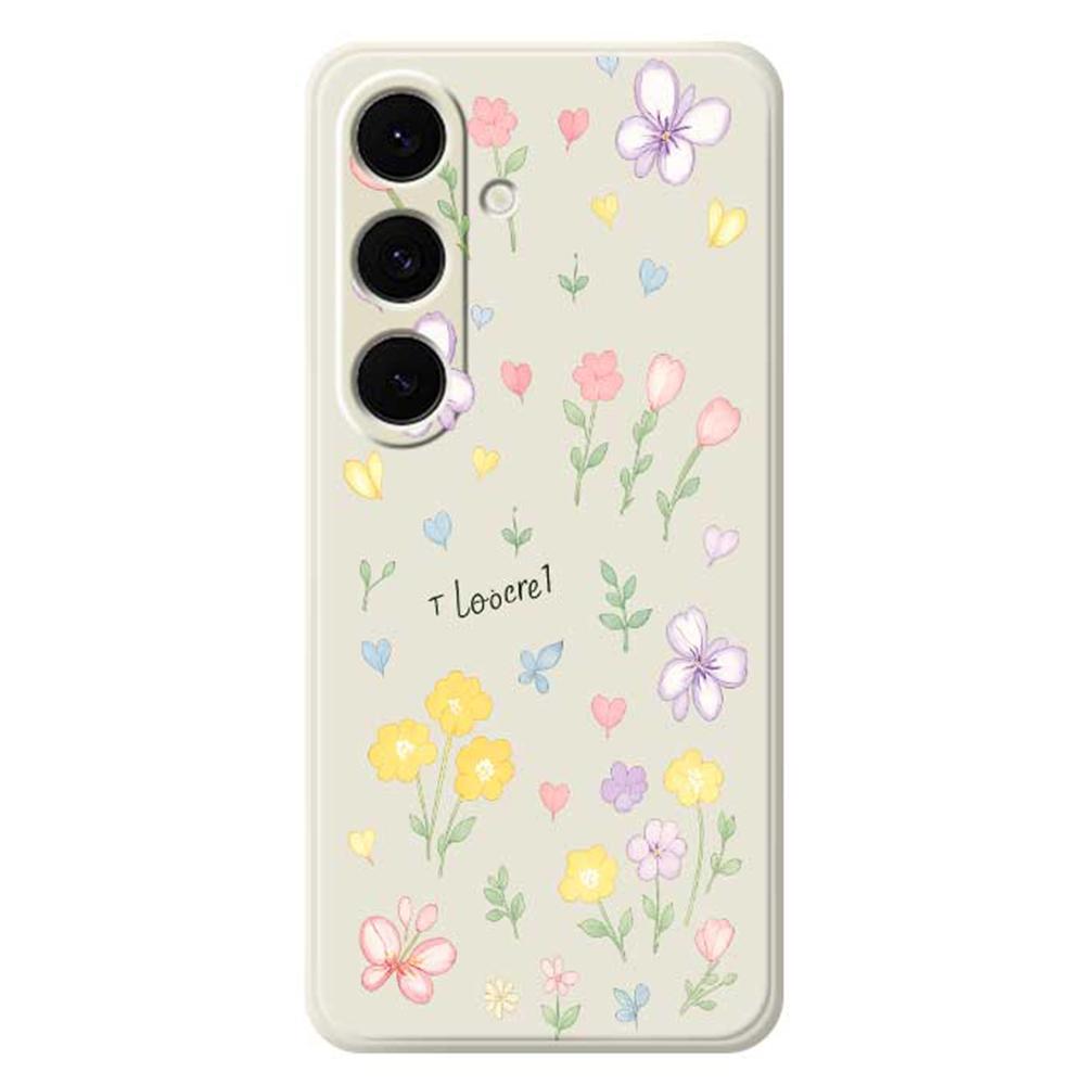 For Samsung Galaxy S24 FE Case Small Flowers Pattern Printing Straight Edge TPU Phone Back Cover