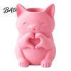 Cute Bedroom Nightstand Decor 3D Printed Cat Vase, Smiling with Heart?Hand Gesture Flower Holder, Multi Purpose Desk Accessories Animal Shaped