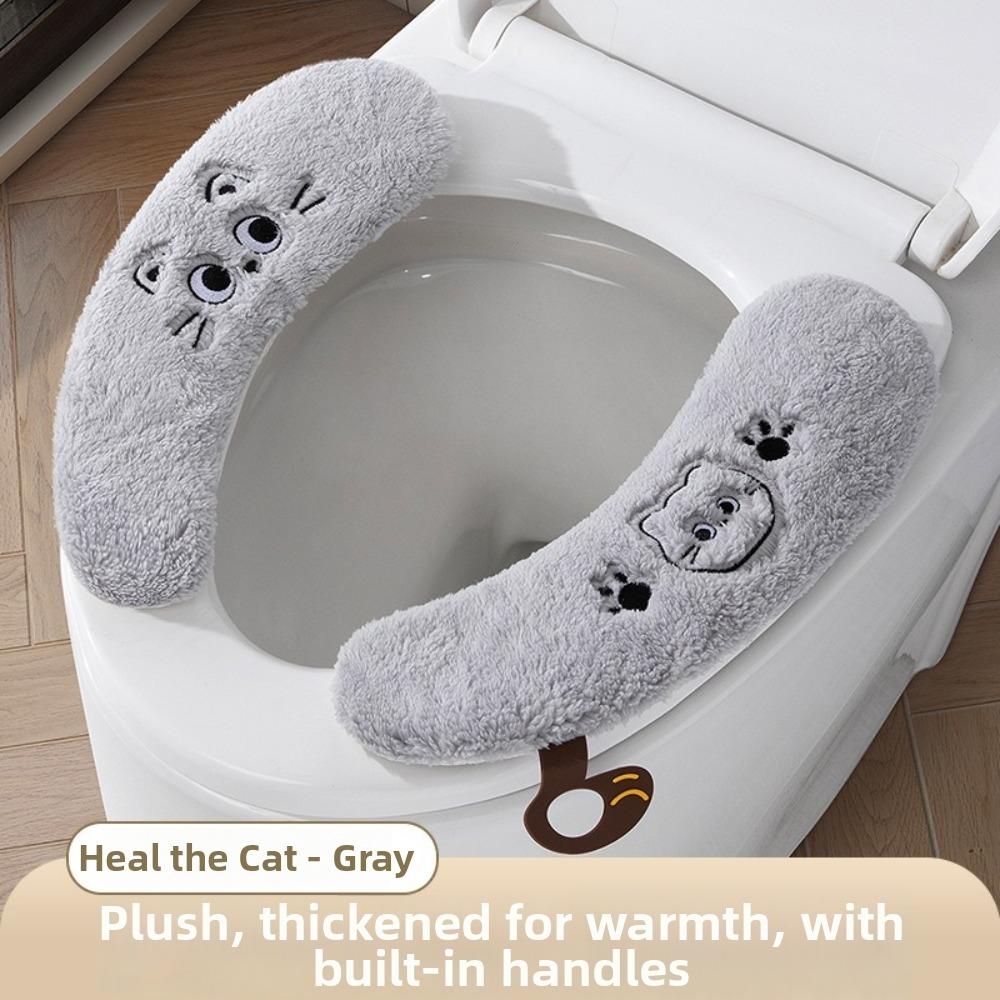 1set Thickened Toilet Seat Pad Adhesive Fixed Adhesive Toilet Mat Warm Toilet Cushion Winter