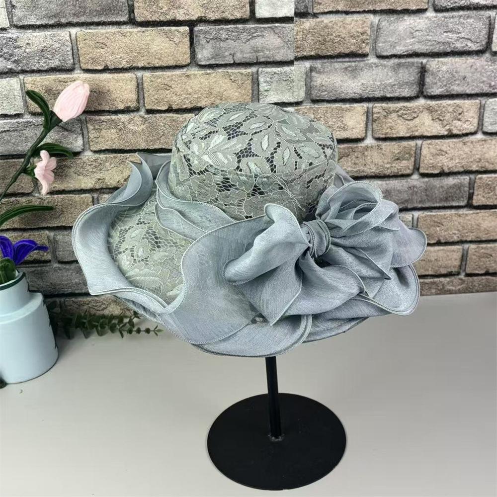 New big brim organza hat flower visor hat women's summer seaside sun protection sun hat breathable beach hat women