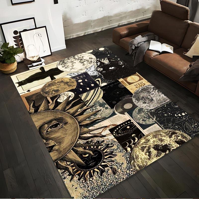 

Vintage Sun and Moon Celestial Carpet with Cosmic Space Design Suitable for use as an anti-slip for living room bedroom sofas 40x60cm( 15x23in )