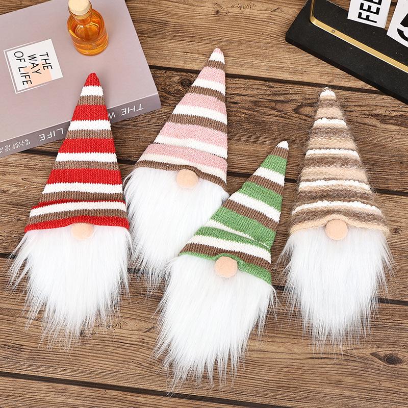 Festive Faceless Old Man Knitted Wine Bottle Covers - Christmas Table Decor