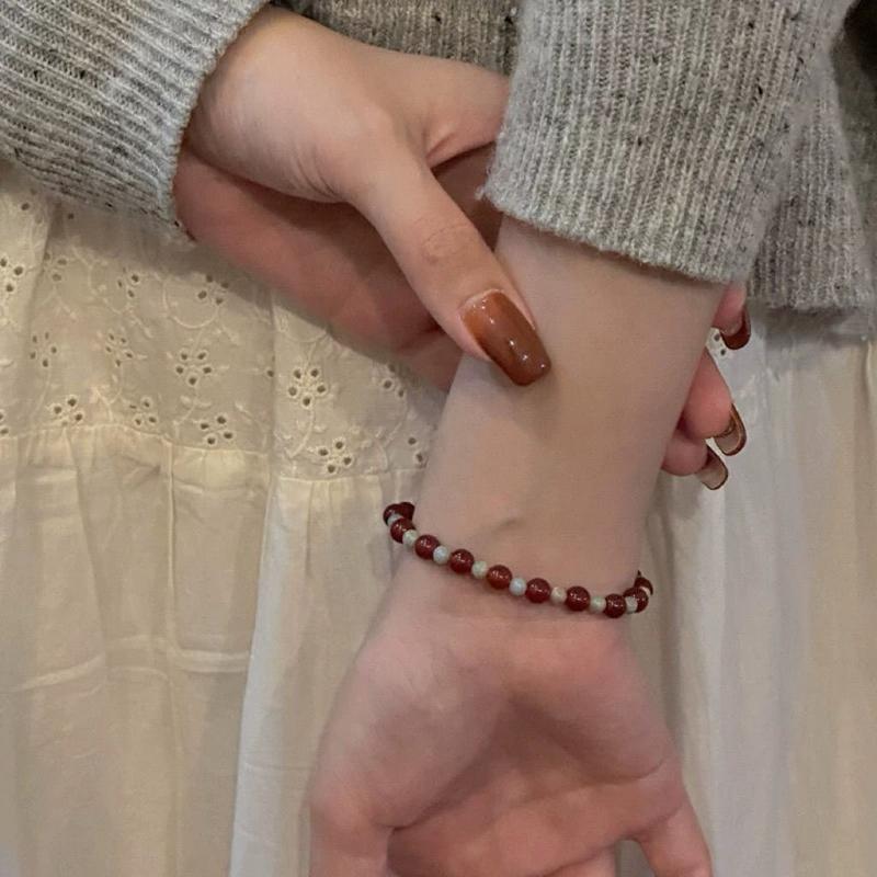 Chinese Style Beaded Bracelet For Women Girls Simple Versatile Bracelet Elastic Beaded Hand Strings Jewelry Accessories Gifts
