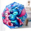 Stitch,Lilo Automatic Folding Umbrella   Simple 8 Rib Design, Bright Cartoon Pattern, Durable Iron Frame, Suitable For Travel, Outdoor, Beac