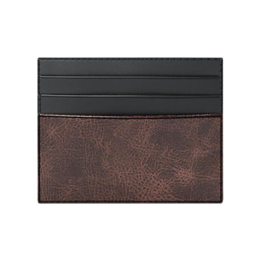 Michael Kors MK Cyrus Letter Logo Color Block Design Bronze Embellished PU Card Holder Men Accessories Brown Black 36F5LCYD2U-CHOCOLATE