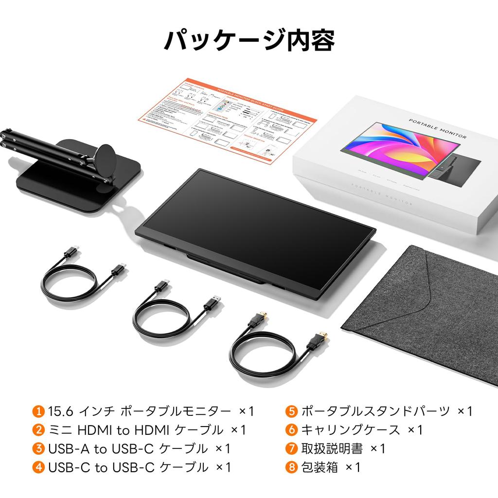 Omiodo Portable Monitor with Magnetic 1920x1080 FHD IPS and VESA Compatible with and and Compatible with and Protective Case 15.6-inch Stand, HDR,