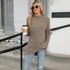 Women S High Neck Loose Long Sleeve Split T Shirt Top