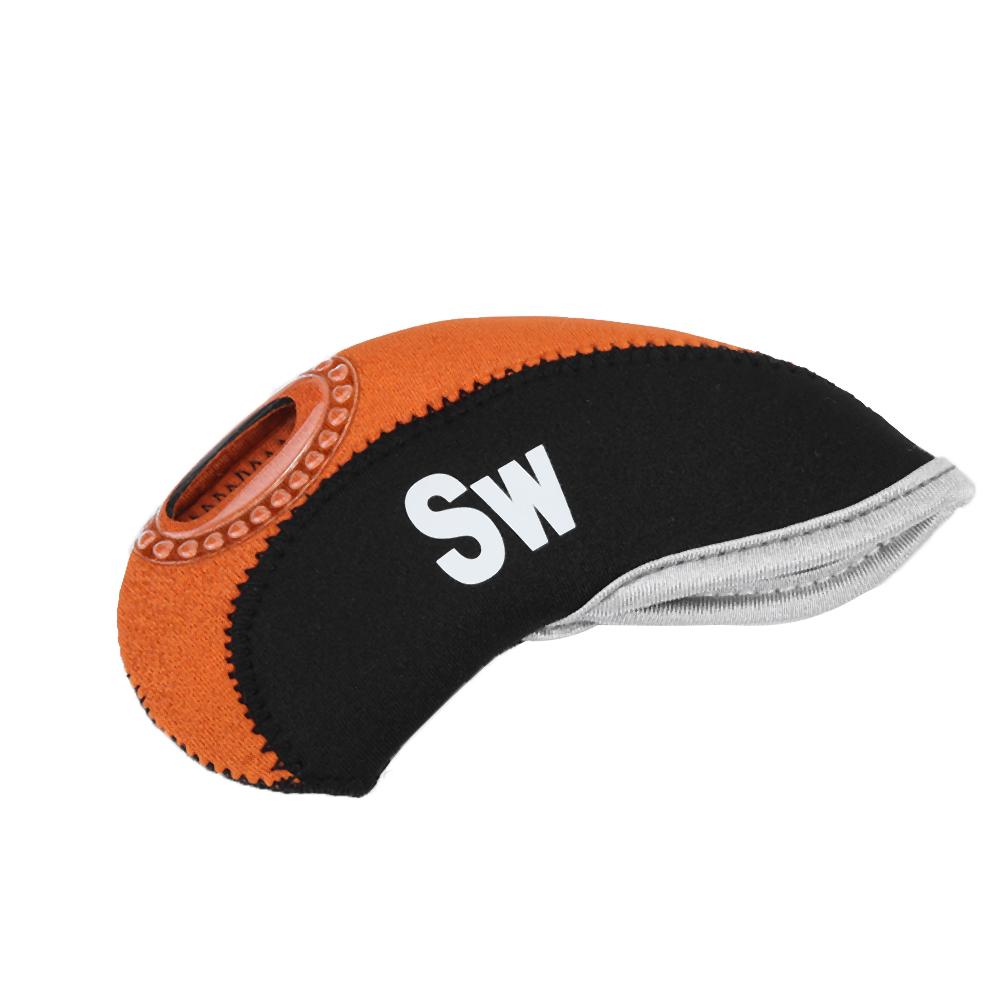 10 Stück Wasserdichte Golfschläger Eisenkopfhauben Putter Set Schutzhülle (Schwarz und Orange)