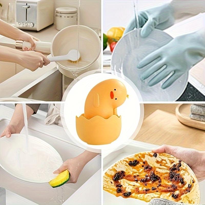 2 Stück Entenförmige Spülbürsten, Hochleistungs-Scheuerbürsten mit rutschfestem Sockel, Niedliches gelbes Entendesign für Küche, Badezimmer