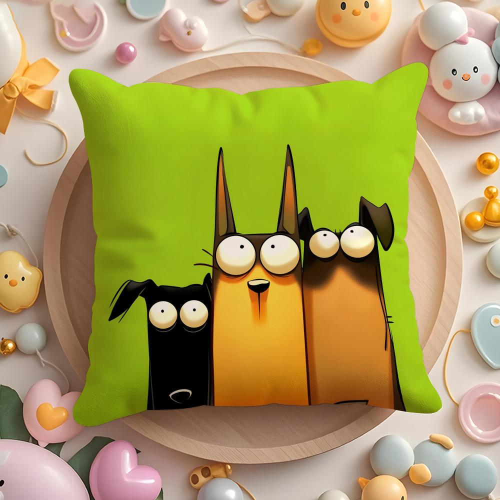 Cartoon Dobermann Pinscher Kissenbezug für Zuhause & Auto, Mehrzweck-Kissenbezug - Wendbar, Weich & Langlebig für den täglichen Gebrauch