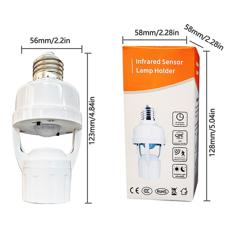 Ac85-265V Snímač pohybu Základna lampy E27 E26 Spínač Držák žárovky Zásuvka Adaptér Konvertor Infračervený snímač lidského těla