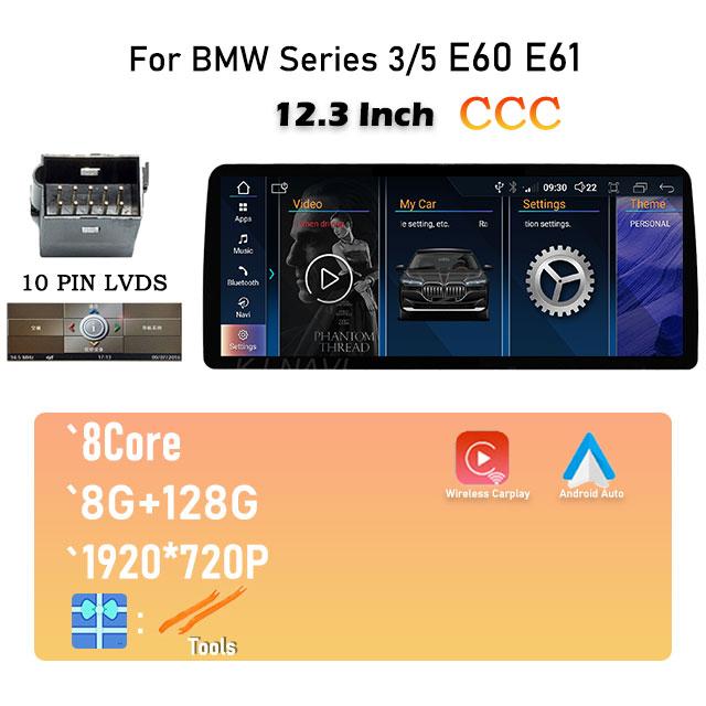 New 12.3 Inch IPS Screen Android 14 For BMW Series 3/5 E60 E61 E90 E92 Car Radio Player Multimedia GPS Navigation Video