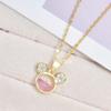 Cute Little Mouse Necklace Female Personality Zodiac Cartoon Pink Zirconium Pendant Jewelry