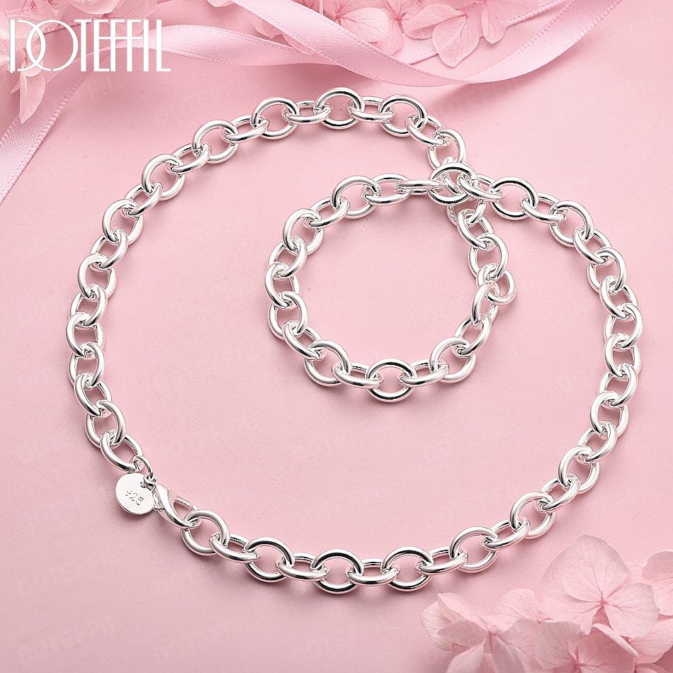 925 Sterling Silver Wedding Jewelry 18-inch Circle Fashion Necklace