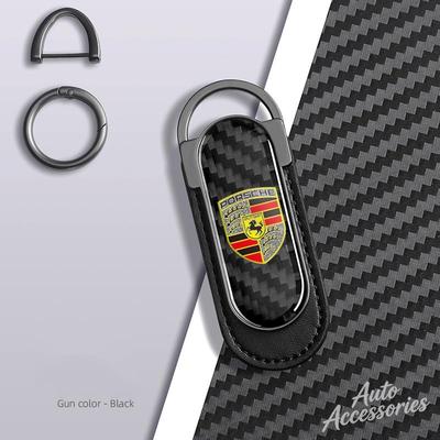 Chaveiro de Fibra de Carbono para Carro Para Cayenne Panamera Macan 911 Taycan Boxster Cayman 918 Pajun Pingente de Chaveiro Acessório Automotivo