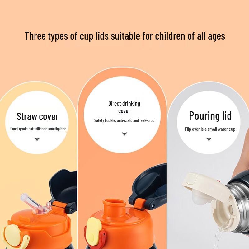 Fuguang 500ml Kids Insulated Straw Cup - Doll Fox (3 Lids)