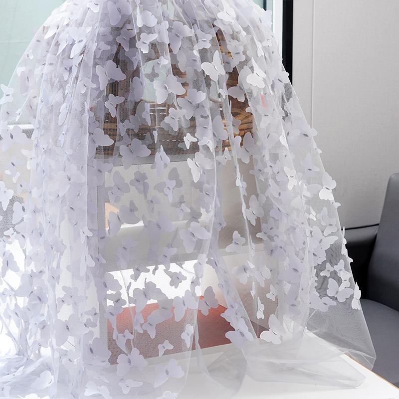 1 Yard Embroidered 3D Butterfly Mesh Lace Fabric for for Diy Children's Clothing Women's Wedding Dress Apparel Sewing Fabric New