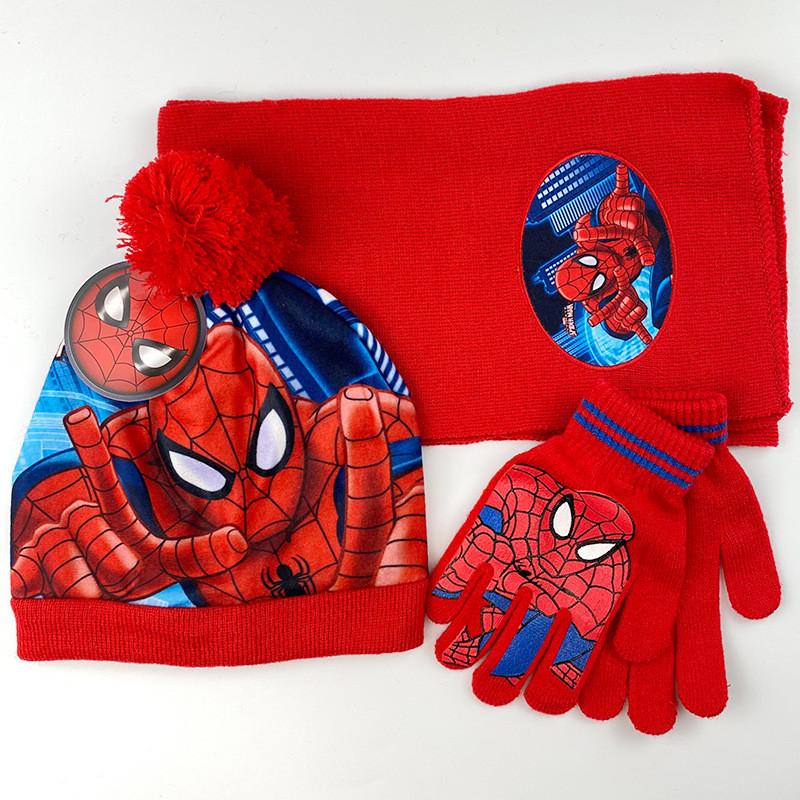 Cozy And Colorful Spider Man Knit Hat Scarf And Gloves Set For Boys Autumn Winter Outdoor Fun