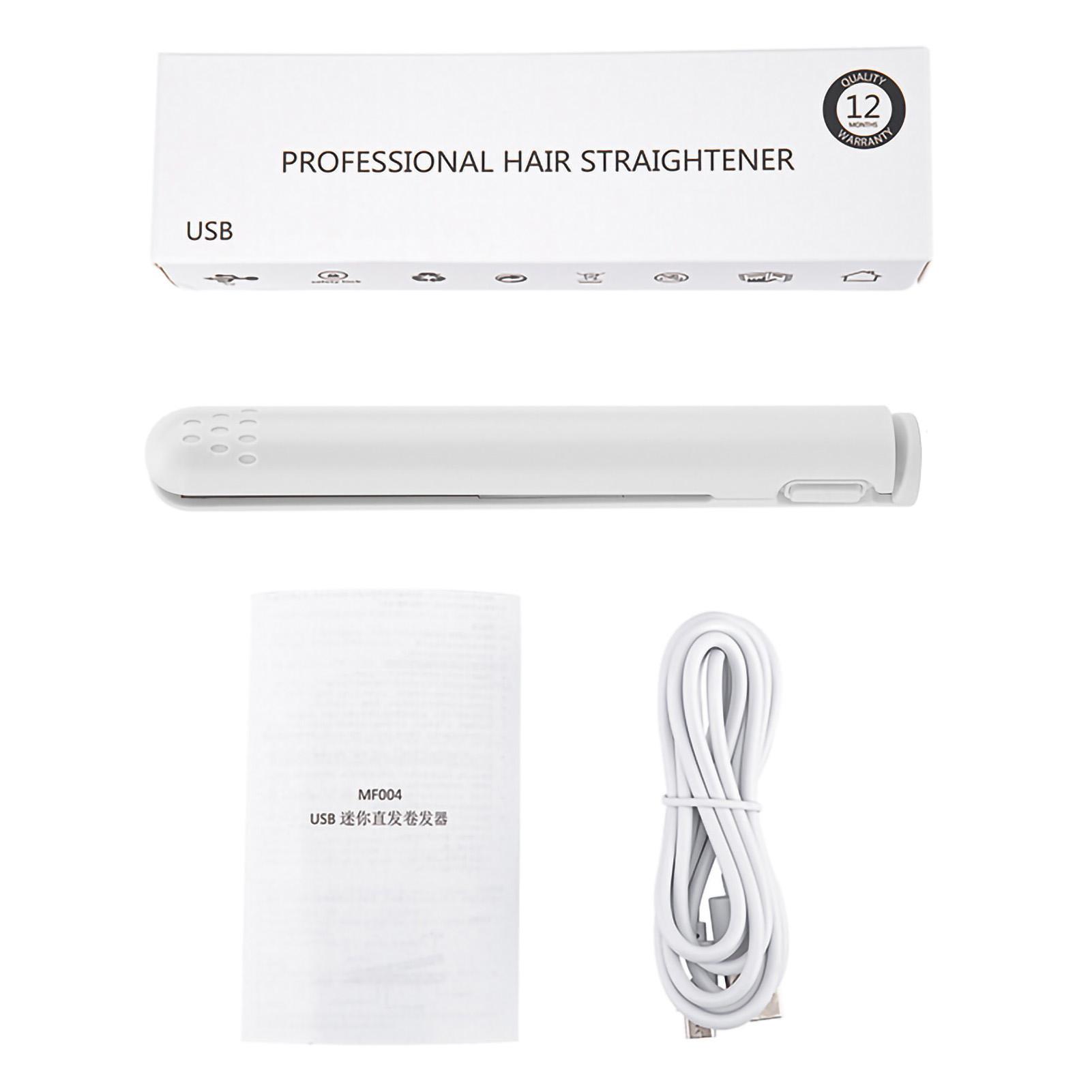 2 in 1 Hair Straightener USB Ceramics Heating Straightening Curling Flat Iron