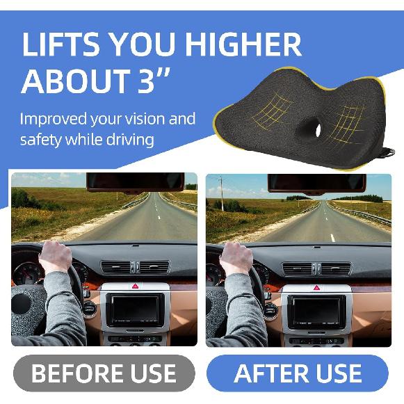 Lumbar Support Pillow for Car, 2 In 1 Memory Foam Lower Back Support Cushion, Fill Bucket Seat and Sciatica Pain Relief Pillow, Back Support Pillow