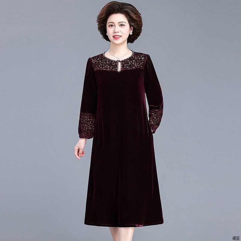 

Осенне-зимнее женское платье из золотого бархата с круглым вырезом, платье больших размеров, длинные платья 6XL бордовый