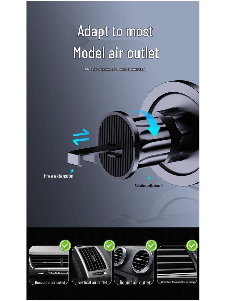Magnetic Wireless Charger Car Holder with Lights - 15W Fast Charge Air Vent Mount for Phones
