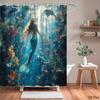 Rideau de douche Sirène Scène Océanique Sous-marine Dauphins Poissons Récif Corallien Art Décor Fantaisie Tissu Imperméable Ensemble Rideau de Bain Maison