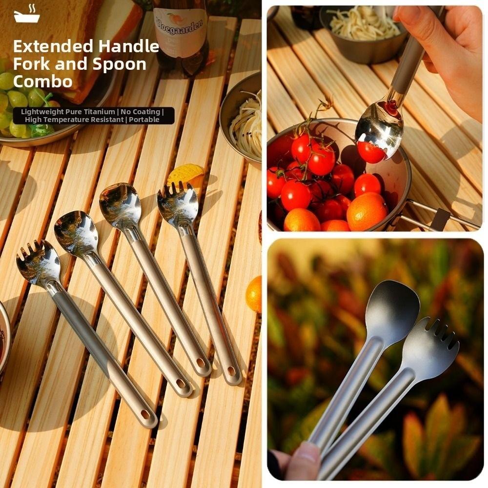 Tragbarer Titan Löffel Gabel Picknick Utensilien Löffel Gabel Outdoor Reise Geschirr Zubehör