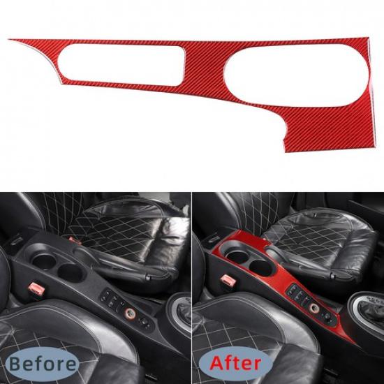 Red Carbon fiber Center Cup Holder Panel Sticker For Seat leon 2008-12