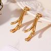Qiong Yao 18K Gold-Plated Zircon Branch Ear Studs – Elegant Geometric Copper Earrings for Women.