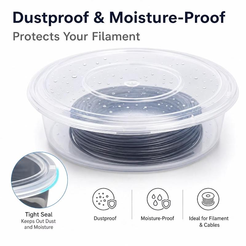 5Pcs Clear Round Filament Storage Box For 3D Printer Spools Stackable Moisture-Proof Dust-Proof Filament Organizer