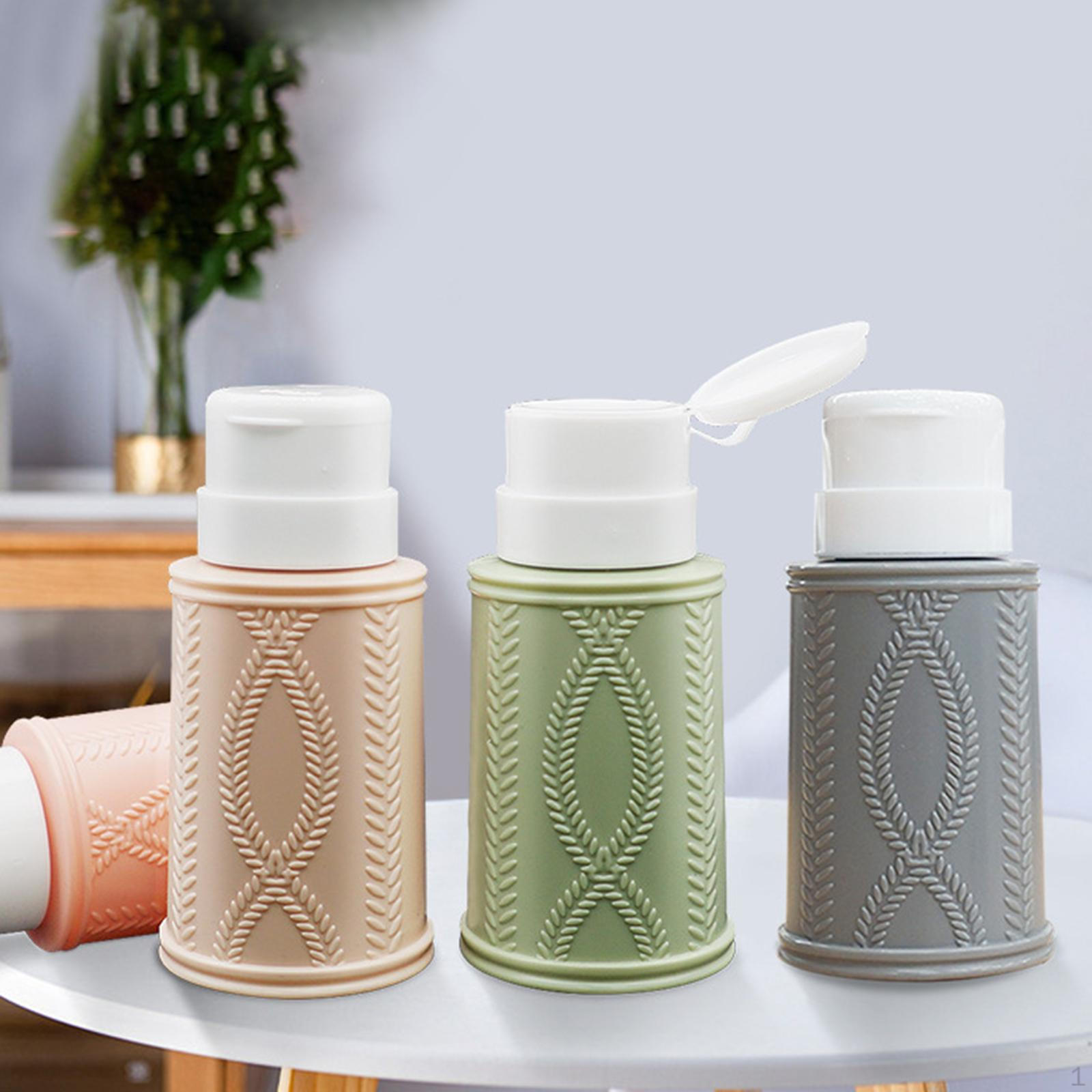 4 Pieces Push Down Empty Liquid Bottle Dispenser for Makeup Remover Lightweight Size 6.6x13.2cm