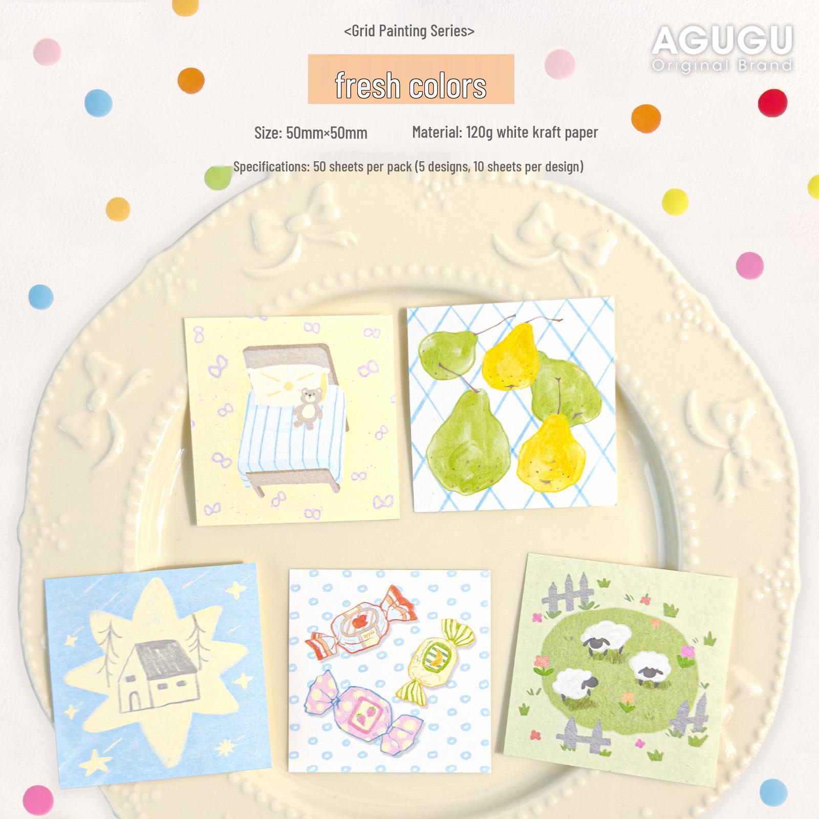 AGUGU Grid Pattern Tearable Sticky Notes for Journals & Collages