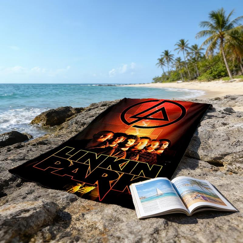 1pc Linkin Park2 Beach Towel, Beach and Seaside Swimming Pool Equipment, Fashion Pattern, Rectangular, Travel Essentials