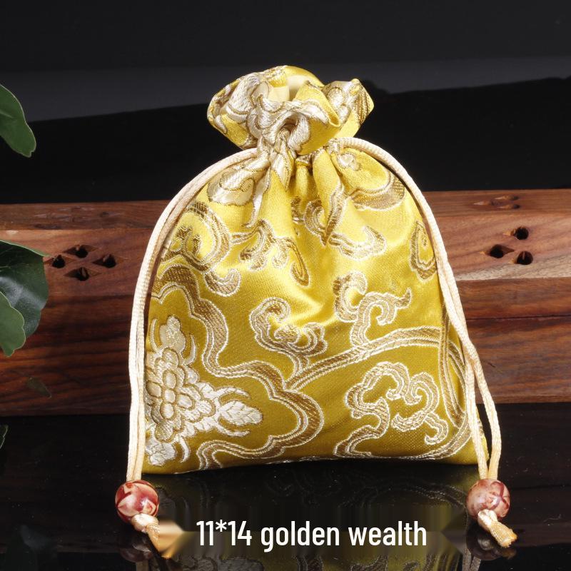 Silk Satin Jewelry Drawstring Bag - Small Brocade Storage Pouch