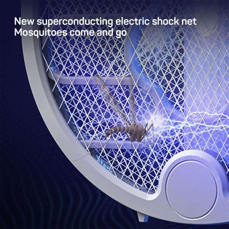 2 In-1 Electric Mosquito Killer Racket USB Rechargeable Foldable for Home Bedroo