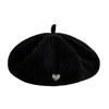 Retro Love Beret Women's Autumn and Winter Fashionable Versatile Painter's Hat with Big Head Circumference Showing Face Small Pumpkin Hat