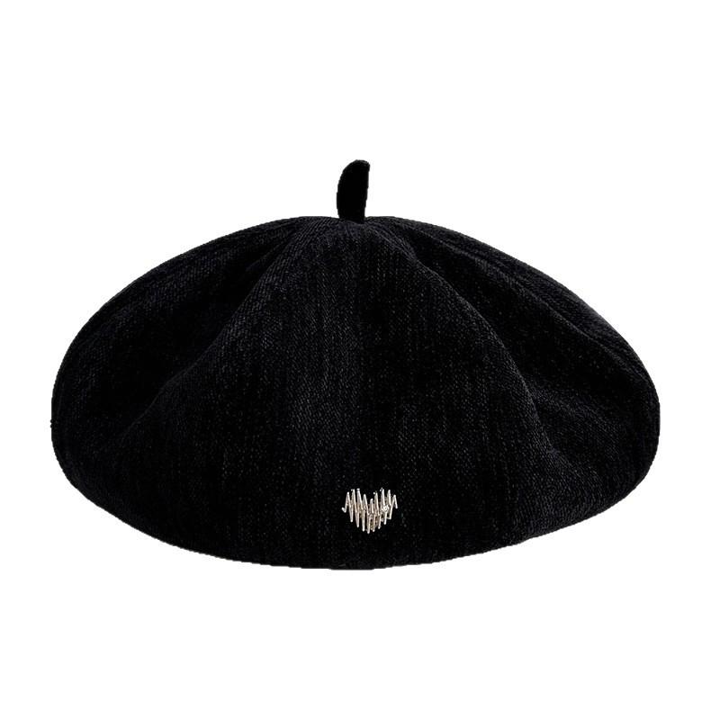 Retro Love Beret Women's Autumn and Winter Fashionable Versatile Painter's Hat with Big Head Circumference Showing Face Small Pumpkin Hat