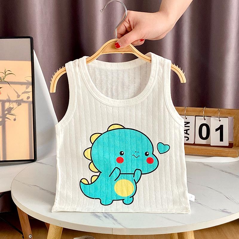 Children's Pure Cotton Vest Cartoon Girls' Summer Thin Suspender Boys' Pure Cotton Vest Baby Sleeveless Backing Vest