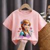 Disney "Frozen 2" - Elsa, Anna - Girls' Cotton T-Shirt - Suitable for girls' party tops - Fashionable short sleeves
