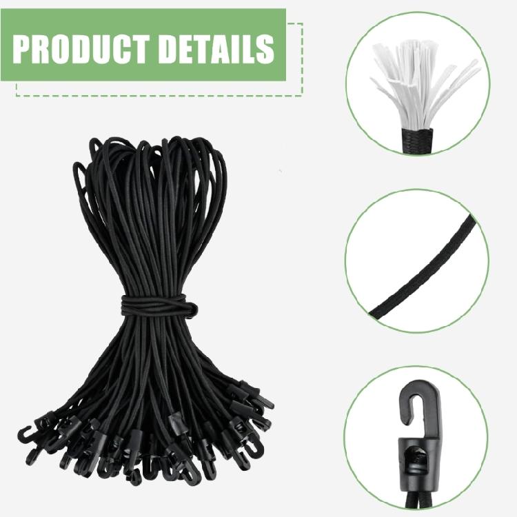 30Pcs 4mmx25cm Elastic Rope with Plastic Hook Heavy Duty Bungee Cord For Garment Repair Home Decoration And Packaging