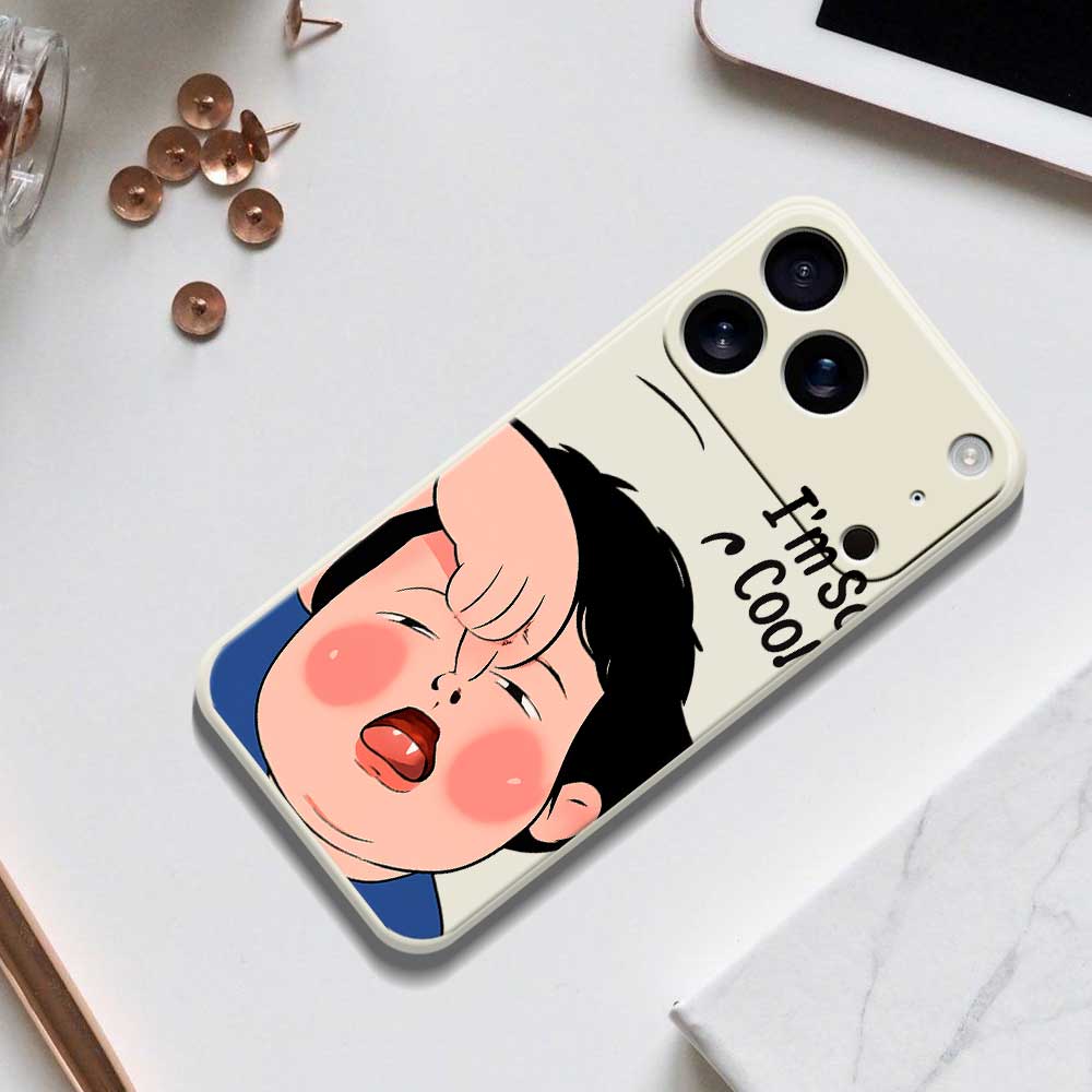For iPhone 17 Pro Max Case Make Faces Kid Pattern Printing Straight Edge TPU Phone Back Cover