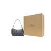 Borsa a Spalla, Borsa a Mano, Borsa a Spalla Media in Tessuto Teri e Pelle di Mucca da Donna Blu Denim CH139-IMDEI