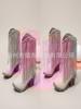 Women's Boots Tassels Square Heel Velvet Ankle Boot Sequin Fashion Women Silver Gold Pink Pointed Toe Mid-calf Boots Size 31-35