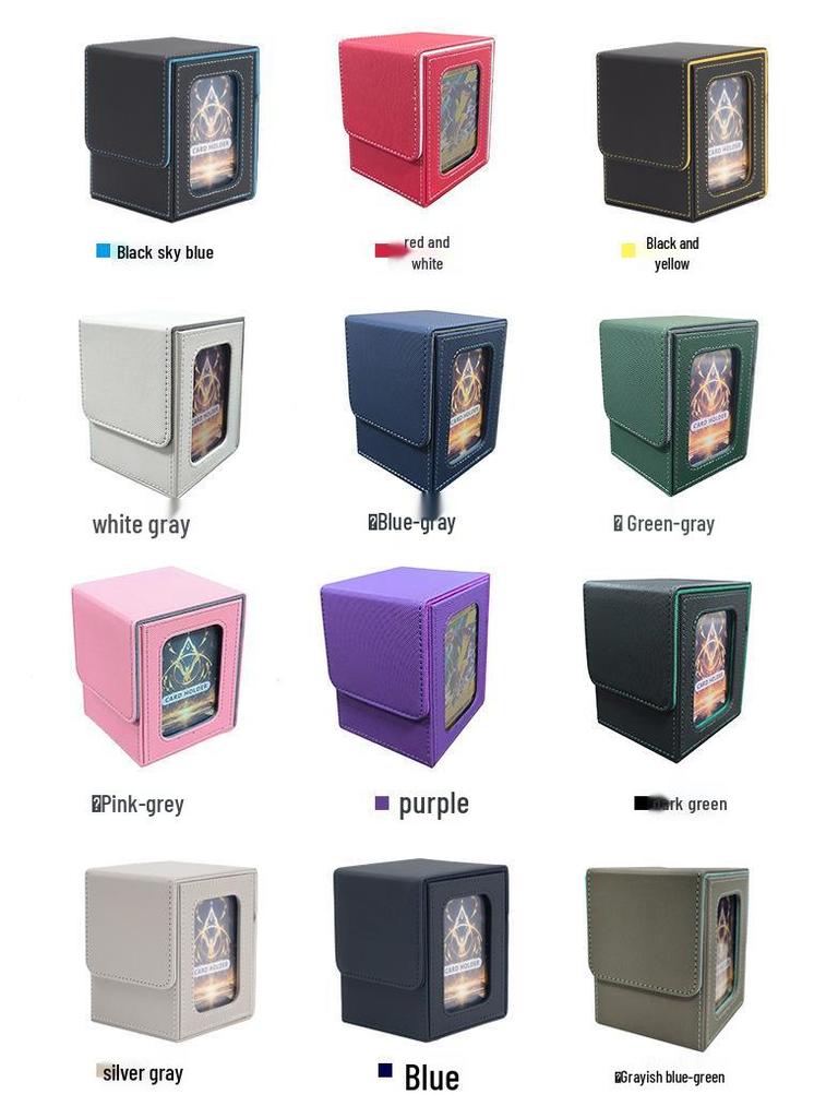 Windowed PU Leather Card Box for 100+ Yu-Gi-Oh, Hero Duel, MTG Cards